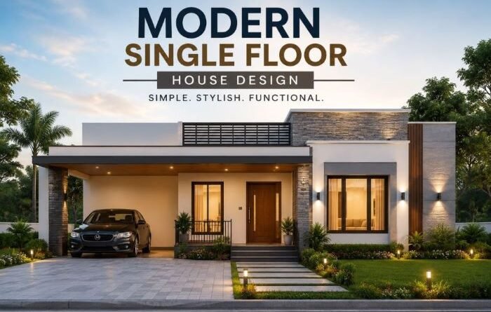Modern single floor house design with a stylish front elevation and contemporary architecture